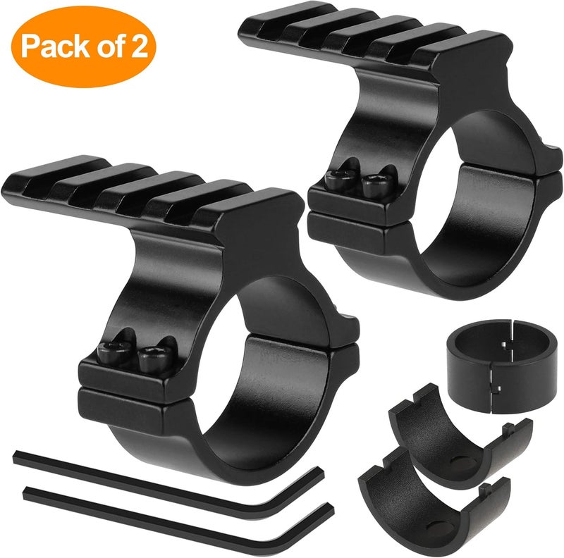 FENTUK 1"/25.4mm & 30mm Rifle Scope Ring Adaptor with Rail - Tactical Light Barrel Clamp Mounts for Scope Flashlight Laser Sight Optics - with 4 Slot 21mm Picatinny Rail on Top - Image 2